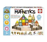 Educa - Magnetics Ecofarm | Juego educativo de construcción 3D magnético con 28 piezas para niños. Incluye 2 animales y 8 tarjetas. Construye figuras geométricas. A partir de 3 años (20269)