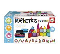 Educa - Magnetics | Estuche con 18 bloques magnéticos. Juego educativo de construcción 3D para niños. Incluye 2 animales y 8 tarjetas. Construye figuras geométricas. A partir de 3 años (20271)
