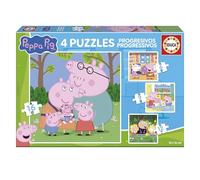 Educa - Peppa Pig | Set di 4 puzzle progressivi per bambini da 6 a 12 pezzi | Dimensioni approssimative una volta assemblati: 16 x 16 cm | Consigliato a partire dai 3 anni (20325)