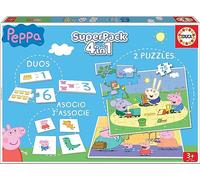Educa - Peppa Pig Superpack 4 in 1 | 2 Puzzle 25 Pezzi, Gioco Incastri, Gioco Abbinamenti | Licenza ufficiale Peppa Pig | Dai 3 anni (16229)