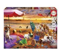Educa Borrás Puzzle 1000 pezzi – Cani che giocano sulla spiaggia – 68x48 cm – Include colla Fix 14+