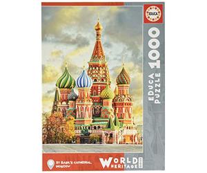Educa - Puzzle 1000 pezzi Cattedrale di San Basilio, Mosca | Puzzle città iconiche | Misura 48x68 cm | Include colla Fix | Per adulti 14+ (17998)