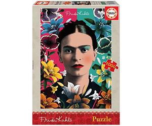 Educa - Puzzle 1000 pezzi Frida Kahlo | Puzzle arte e ritratto | Misura 48x68 cm | Include colla Fix | Per adulti 14+ (18493)