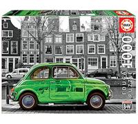 Educa - Puzzle 1000 pezzi Macchina a Amsterdam, B&W | Puzzle città artistiche | Misura 68x48 cm | Include colla Fix | Per adulti 14+ (18000)