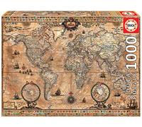 Educa - Genuine Puzzles. Mappa Antica del Mondo. Puzzle per Adulti. 1000 pezzi. Misura: 68 x 48 cm. Include la colla del fix puzzle. Da 14 anni (15159)