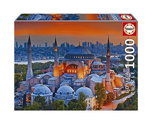 Educa - Puzzle 1000 pezzi Moschea Blu, Istanbul | Puzzle monumenti | Misura 68x48 cm | Include colla Fix | Per adulti 14+ (19612)