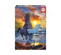 Educa - Puzzle 1000 pezzi Unicorni nel mare, Vincent Hie | Puzzle fantasy | Misura 48x68 cm | Include colla Fix | Per adulti 14+ (19025)