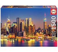 Educa - Puzzle 1500 per adulti. Manhattan di notte. Include colla Fix Puzzle per appendere una volta finita. A partire da 14 anni (18466)