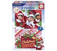 Educa - Puzzle 2 x 48 pezzi The Elf on The Shelf per bambini natalizio | Confezione da due puzzle per bambini con elfo esploratore di Babbo Natale, regalo per bambini, età 3+