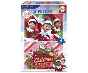 Educa - Puzzle 2 x 48 pezzi The Elf on The Shelf per bambini natalizio | Confezione da due puzzle per bambini con elfo esploratore di Babbo Natale, regalo per bambini, età 3+