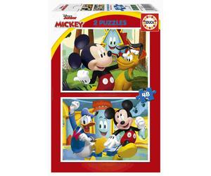Educa - Puzzle 2x48 La casa divertente di Topolino - 40-99 Pezzi