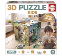 Educa - Puzzle 3D di cuccioli di animali | Puzzle a cubo per bambini con 54 pezzi in totale | Età 4, 5, 6 anni e oltre (20712)