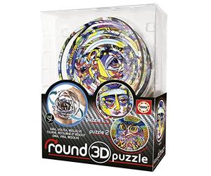 Educa - Puzzle 3D Round Puzzle. 2 immagini Abstract a Resolver. Gira, capovolgi e risolvi!. 12,7 cm di diametro e 14 anelli concentrici. Puzzle a partire da 8 anni (19709)