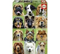 Educa - Puzzle 500 pezzi per adulti | Collage Cani. Pezzi perfettamente finiti e sicuri per i bambini. Misura montata: 34 x 48 cm. Include colla FIX Puzzle. Da 11 anni (17963)