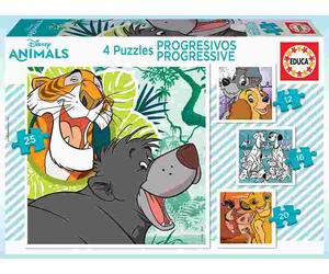 Educa - Puzzle Animali Disney 4v1 - 1-39 Pezzi