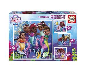 Educa - Puzzle Ariel Progressivo | 4in1 Progressivo 12/16/20/25 pezzi | Ariel Disney, Sirenetta | dai 3 anni (20342)