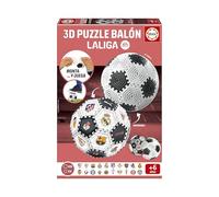 Educa - Puzzle Ball 3D LALIGA 32 pezzi | Gioco di calcio creativo per equitazione e gioco | Molteplici forme e adesivi | Pallone 14 cm | Giocattolo costruzione bambini +6 anni (20339)