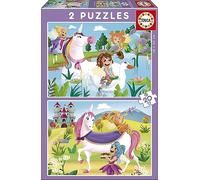 Educa - Puzzle Bambini Unicorni e Fate | 2 Puzzle da 20 Pezzi | 28 x 20 cm | Dai 3 Anni (18064)
