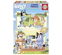 Educa - Puzzle Bluey | Set di 2 bambini di legno con 50 pezzi ciascuno. Misure montate: 28 x 20 cm. Composto da grandi pezzi perfettamente finiti, da 5 6 7 8 anni (19408)