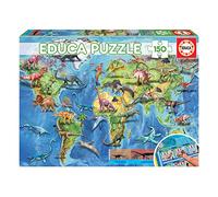 Educa - Puzzle Mapa sveta s dinosaurami - 150 Pezzi