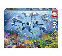 Educa - Puzzle da 500 pezzi per adulti e bambini | Fiesta sotto il mare. Misurazione: 48 x 34 cm. Include la colla Fix Puzzle. Da 11 anni (19901)