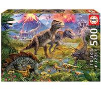 Educa - Puzzle da 500 pezzi per adulti l Incontro di Dinosauri. Misura: 34 x 48 cm. Include la colla del fix puzzle. Da 11 anni (15969)