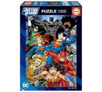 Educa - Puzzle di 1000 pezzi per adulti | Fumetti DC della Justice League. Misura: 48 x 68 cm. Include la colla Fix Puzzle. Da 14 anni (19935)