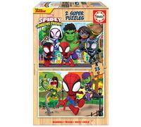 Educa - Puzzle in legno per bambini con 25 pezzi | Spidey & His Amazing Friends. Misura: 26 x 18 cm. Set di 2 puzzle da 25 pezzi ciascuno. Consigliato a partire dagli 4 anni (19289)