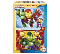 Educa - 2 Puzzle in cartone con 48 pezzi con immagini di Iron Man and His Awesome Friends | Divertimento per partita doppia | Consigliato a partire da 3 4 5 6 anni (20345)