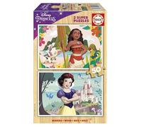 Puzzle di legno Disney principesse: Vaiana e Biancaneve 2x50 pezzi
