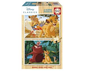 Educa - Puzzle Legno Il Re Leone | 2x25 pezzi Puzzle Legno | Simba, Disney Legno | dai 4 anni (19960)