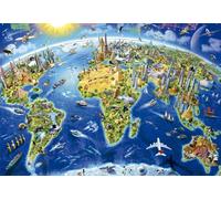 Educa puzzle mappa con monumenti mondiali 2000 pezzi