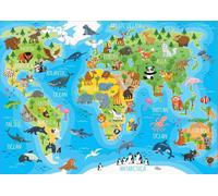Educa - Puzzle Mappa del mondo con gli animali - 150 Pezzi