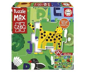 Educa - Puzzle MAX per bambini con un'immagine educativa | Animali dell'alfabeto | 28 pezzi grandi, facili da maneggiare e assemblare | Età 3, 4 e 5 anni (20492)