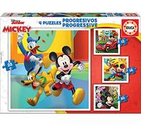 Educa - Puzzle Mickey e i suoi Amici | 4in1 Progressivo 12/16/20/25 pezzi | Mickey, Minnie, Disney | dai 3 anni (19294)