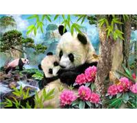 Educa - Puzzle 1000 pezzi Panda con Cucciolo | Puzzle Animali | Misura 68x48 cm | Include colla Fix | Per Adulti 14+ (17995)