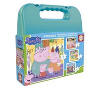 Educa - Peppa Pig | Set di 4 puzzle progressivi per bambini da 6 a 12 pezzi presentati in una fantastica valigia | Misura approssimativa: 16 x 16 cm. Consigliato dai 3 anni in su (20328)