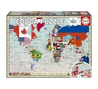 Educa - Puzzle per bambini da 150 pezzi | GeoPuzzle Bandiere del mondo | Dimensioni: 48 x 34 cm | Consigliato per bambini di 6, 7 e 8 anni (20480)