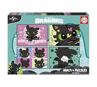 Educa - Puzzle per bambini Multi 4 DreamWorks Dragon Trainer 50+80+100+150 pezzi | Puzzle progressivo per bambini | A partire da 5 anni (20535)