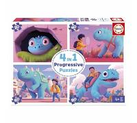 Educa - Set di 4 puzzle progressivi per bambini da 20 a 80 pezzi. Dinosauri amichevoli. Dimensioni: 28 x 20 cm. Consigliato dai 4 anni (20222)