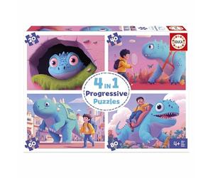 Educa - Puzzle Progressivo Dinosauri Amici | 4in1 Progressivo 20/40/60/80 pezzi | Dinosauri, Bambini | dai 4 anni (20222)
