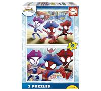 Educa - Puzzle Spidey & Amazing Friends | Set di 2 puzzle per bambini da 20 pezzi ciascuno | Consigliato per bambini di 4, 5 e 6 anni (20490)