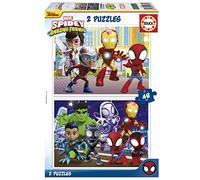 Educa - Spidey e i suoi fantastici amici | Set di 2 puzzles per bambini con 48 pezzi. Misura una volta montato: 28 x 20 cm. Composto da grandi pezzi perfettamente finiti. Da 4 5 6 anni (19678)