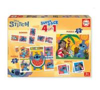 Educa - Stitch Superpack 4 in 1 | Cofanetto Giochi Bambini Disney: 2 Puzzle 25 e 50 Pezzi, Domino 28 Tessere, Memory 28 Carte | Licenza ufficiale Disney | Dai 3 anni (20474)