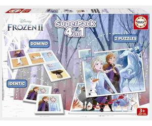 Educa - Puzzle Superpack 4v1 Frozen: puzzle, memoria, domino - 40-99 Pezzi
