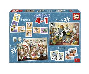 Educa - Racconti della Foresta di Kasandra Superpack 4 in 1 | 2 Puzzle 25 e 50 Pezzi, Domino 28 Tessere, Memory 28 Carte | Illustrazioni Kasandra | Dai 3 anni (19688)