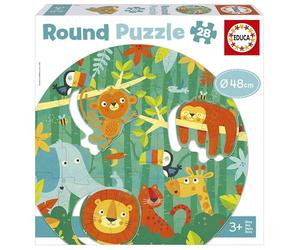 Educa - Round Puzzle La Giungla. Puzzle Rotondo per Bambini. 28 pezzi. +3 anni (18906)