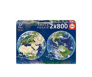 Educa - Round Puzzles Pianeta Terra. 2 puzzles rotondi 800 pezzi. Rif. 19039