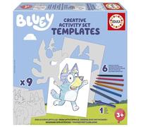 Educa - Set creativo Bluey | Disegna i personaggi e gli altri elementi della serie Bluey utilizzando le sagome di cartone pretagliate. Set creativo per bambini dai 3 4 5 6 anni in su (19886)