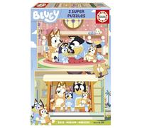 Educa - Set di 2 Puzzle in Legno per Bambini da 16 pezzi ciascuno | Bluey | Dimensioni: 26x18 cm. Consigliato a partire da 3 anni (20347)